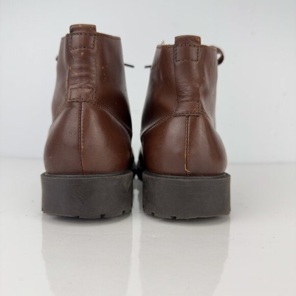 COLORADO Brown Leather Moc-Toe Lug Sole Lace‎ Up Ankle Boots Size 7M - Picture 3 of 10